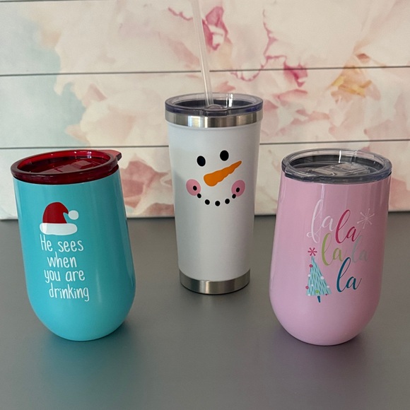 Other - 3 Holiday / Winter tumblers with lids